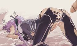 anal bed censored cum cum_in_ass erection gakupo_kamui hxaxcxk long_hair male penis pointless_censoring ponytail purple_hair tied_hair torn_clothes vocaloid yaoi