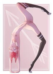 contortion contortionism contortionist contortionista fauxhawk fit flexible gymnast heart oc pink_hair red-pink red_hair shaved_side tall tall_female tally_marks