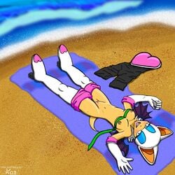 1girls anthro beach blue_eyes boots breasts clothing color_edit edit elbow_gloves exposed_torso fangs female female_only footwear fur furry gloves handwear kuz looking_at_viewer lying nipples pink_lipstick pussy rouge_the_bat sega smile solo sonic_(series) sonic_the_hedgehog_(series) straight_hair sunbathing uncensored white_fur wings