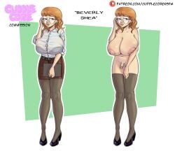 2023 2d big_breasts breasts character_sheet cuddlecore futa_only futanari ginger ginger_hair glasses hi_res high_resolution highres huge_breasts massive_breasts oc original_character shy slim slim_waist top_heavy