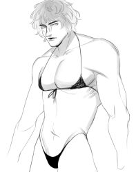 1cuntboy bikini bowbowbowie crossdressing cuntboy cuntboy_only intersex kengan_(series) kengan_ashura micro_bikini pecs sketch solo swimsuit tokita_ohma toned toned_cuntboy