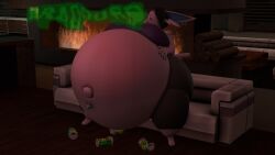 belly big_belly big_breasts breasts burp burp_cloud burping eeveelution eifie_(pokemon) espeon huge_belly hyper_belly kingofthekabuto overweight pokémon_(species) pokemon