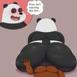 2023 absurd_res anal anthro ass bear big_butt black_body black_ears black_eyes black_fur black_nose black_tail blush blush_lines bodily_fluids brown_body brown_skin butt_grab cartoon_network colossalstars dark-skinned_male digital_media_(artwork) duo english_text facesitting fur gay giant_panda hand_on_butt hi_res huge_butt human incest lying lying_on_ground male male/male mammal multicolored_body multicolored_fur on_back on_ground oral panda_(wbb) purple_background rear_view rimming sex short_tail simple_background sitting_on_another small_ears superchub sweat tail text thick_thighs thought_bubble tongue two_tone_body two_tone_fur we_bare_bears white_body white_fur