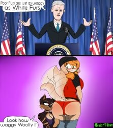 2girls ass butt_grab female female_only furry furry_ears furry_female furry_tail joe_biden meme parody president skylertoons wagging_tail woolfy woolfy_thebitch