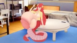 3d crybabyfuta flaccid flaccid_penis futanari huge_cock koikatsu lamia long_hair miia_(monster_musume) monster_girl monster_musume monster_musume_no_iru_nichijou peace_sign red_hair self_upload smiling snake_girl tagme v_sign