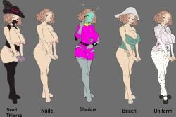 android big_breasts brown_hair cameltoe casual clothing cognitive_haru facewear haru_okumura human naughty_face nude nude_female pale_skin persona persona_5 persona_5_royal phantom_thief_suit thick_thighs wankofool