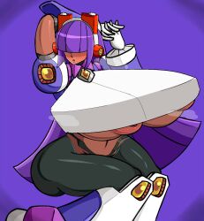 1girls android armpits huge_breasts hyper_breasts inverted_nipples layer long_hair mega_man mega_man_x mega_man_x_dive purple_hair tagme to_ijou