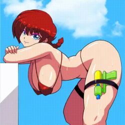 1girls animated bent_over bikini blue_eyes bouncing_breasts curvaceous curvy drenched female female_only gif hanging_breasts huge_breasts looking_at_viewer micro_bikini moyashi plump posing posing_for_the_viewer ranma-chan ranma_1/2 ranma_saotome red_bikini red_hair showing_off solo suggestive suggestive_look suggestive_pose suggestive_posing thick_ass thick_thighs water_drop water_gun wet