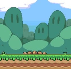 :3 animated anthro blonde_hair chabble closed_eyes gameplay_mechanics hairbow jiggling_breasts loop mario mario_(series) monty_mole mtf_transformation mushroom pixel_art power_up rule_63 super_mario_bros. transformation