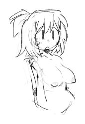 1girls black_and_white breasts chubby chubby_female cleavage female female_only humanized inanimate_insanity kint kinto-bean medium_breasts monochrome nipples no_color object_show object_shows ponytail short_hair sketch soap_(ii) solo solo_female white_background