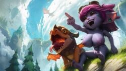 1girls ai_generated barefoot bottomless cameltoe colored_skin completely_naked_female completely_nude completely_nude_female crotch dragon_trainer_tristana dragon_world_series edit feet female happy innie_pussy league_of_legends naked ninfrock no_bra no_clothes no_panties no_underwear nude outdoors pink_hair plump_labia puffy_pussy purple_skin shortstack small_feet soles tight_pussy topless tristana yordle