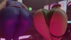 2girls 3d animated ass ass_focus cammy_white chun-li chun-li_(fortnite) female female_only huge_ass kishi leotard no_sound street_fighter tagme twerking video