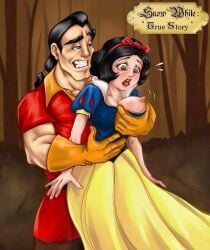 1boy1girl beauty_and_the_beast breasts_out chesare crossover disney disney_princess disney_villains exposed_breasts gaston grabbing groping_breasts groping_from_behind imminent_rape molestation nipples shocked_expression snow_white_(disney) snow_white_and_the_seven_dwarfs