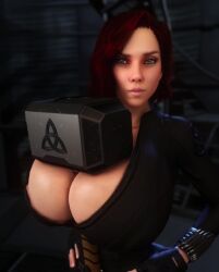 1girls 3d 3d_animation alternate_breast_size animated between_breasts black_widow_(marvel) bouncing_breasts breast_jiggle breasts_bigger_than_head cleavage female female_only female_solo gigantic_breasts hammer hands_on_hips huge_breasts human human_only jiggling_breasts light-skinned_female light_skin looking_at_viewer marvel marvel_cinematic_universe mjolnir natasha_romanoff no_sound object_between_breasts object_paizuri phallic_imagery red_hair shorter_than_30_seconds simulated_paizuri solo solo_female tagme vaako vertical_video vibrating video virt-a-mate virtamate weapon