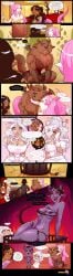 arabian_clothes ass big_breasts breasts collar comic comic_page cute dark-skinned_female dark-skinned_male dark_elf dark_hair demon demon_girl elf frills furry gloves harem horns hugging lamia licking_lips light-skinned_female lunareth maid maid_uniform masked_male medium_breasts monster monster_girl muscular_male nipple_bulge nipples_visible_through_clothing nude original original_character pink_hair pointy_ears ponytail purple_skin red_eyes royalty shirtless_male short_hair shortstack spade_tail tail white_hair wings