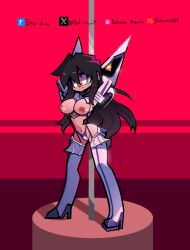 bdrilo_k black_hair breasts breasts_out female juna_guerrero junketsu junketsu_(cosplay) kill_la_kill kiryuuin_satsuki_(cosplay) long_hair oc pole_between_ass pole_dancing poledancer table_dance