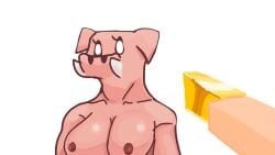 anthro big_breasts breasts domestic_pig female female_piglin gold_(metal) horn human human_focus leath mammal microsoft minecraft mojang monster nude nude_anthro nude_female pig_nose piglin pink_body solo suid suina sus_(pig) tomys white_eyes xbox_game_studios