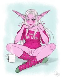 1girls blizzard_entertainment blush christmas cum cum_in_pussy cum_inside dryarae night_elf original_character pink_skin pussy sammiegscribble solo spread_legs warcraft white_hair winter_veil world_of_warcraft