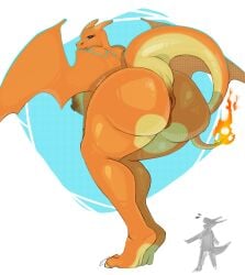 absurd_res ambiguous_gender ambiguous_species anthro anus areola ass big_butt breasts chari-gal charizard dragon duo female generation_1_pokemon genitals hagalazd hi_res horn huge_butt larger_female looking_back macro nintendo nipples non-mammal_breasts nude pokemon pokemon_(species) presenting presenting_hindquarters pussy scalie size_difference smaller_ambiguous thick_thighs wide_hips