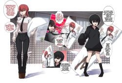 black_eyes black_hair black_socks body_pillow brainwashing chainsaw_man clare_(erasethismail) coomer dakimakura erasethismail hair_color_change hoodie identity_death knee_socks kneehighs kneesocks makima_(chainsaw_man) neet orange_eyes red_hair socks suit transformation unaware