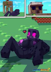 1boy 1girls black_body black_nose breasts enderwoman ichduhernz iron_golem_(minecraft) minecraft outside purple_eyes purple_nipples purple_pussy small_breasts spread_legs tagme wet_pussy