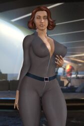 1girls 3d avengers big_breasts black_widow_(marvel) bodysuit breasts female female_only human human_only light-skinned_female light_skin marvel marvel_comics natasha_romanoff olga168866 pussy red_hair see-through_bodysuit self_upload