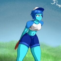 blue_body blue_eyes blue_hair bob_(steven_universe) jfleng lapis_lazuli_(steven_universe) steven_universe thick_thighs