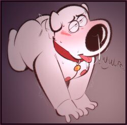 2023 all_fours anthro ass barking bedroom_eyes blush bodily_fluids brian_griffin canid canine canis collar collar_only cum cum_on_face domestic_dog english_text family_guy fur genital_fluids hi_res looking_up male male_only mammal narrowed_eyes nipples nude onomatopoeia petplay pose puppyplay roleplay seductive solo sound_effects tail tail_motion tailwag text the-alfie-incorporated tongue tongue_out white_body white_fur