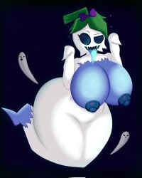 big_ass big_breasts blue_skin blue_tounge bubble_butt female ghost ghost_girl ghost_pepper ghost_pepper_(pvz) heart hearts_around_head nadrex no_feet no_fingers no_irises plant plantie plants_vs_zombies plants_vs_zombies_2:_it's_about_time pvz white_body