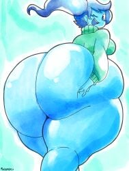 angstrom ass big_butt bottom_heavy bottomless breasts bubble_ass bubble_butt clothed clothing elemental_creature ember_(angstrom) fat_ass female fire fire_creature hand_on_butt hi_res humanoid partially_clothed solo sweater thick_thighs topwear