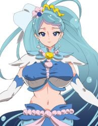 aged_up blue_hair breasts clothing cure_mermaid earrings female go!_princess_precure jewelry kaidou_minami large_breasts magical_girl medium_breasts precure pretty_cure princess pukara