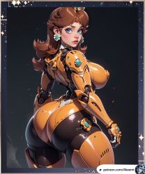 ai_generated akeemi armor huge_ass huge_breasts long_hair looking_at_viewer mario_(series) massive_butt mecha princess princess_daisy science_fiction thick_thighs wide_hips