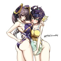 2girls competition_swimsuit duel_monster female female_only i:p_masquerena s-force_rappa_chiyomaru swimsuit yu-gi-oh!