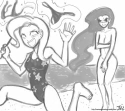 beach bikini embarrassed_nude_female enf equestria_girls human johnjoseco magic michos my_little_pony rarity_(mlp) sketch stolen_bikini stolen_clothes stolen_swimsuit stripped_by_magic trixie_(mlp) trixie_lulamoon trixie_lulamoon_(eg)