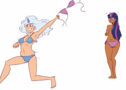 artist_request embarrassed_nude_female enf human human_only humanized my_little_pony stolen_bikini stolen_clothes stolen_swimsuit swimsuit_thief topless trixie_(mlp) twilight_sparkle_(mlp)