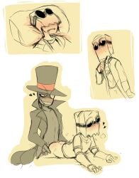 <3 2boys anal anal_penetration anal_sex ass bent_over black_hat_(villainous) blush butt cartoon_network clothed clothing dr._flug dr._flug_(villainous) drooling duo eyewear from_behind from_behind_position gay goggles grin half-closed_eyes hat headgear headwear heart humanoid looking_pleasured male male/male male_only male_penetrated male_penetrating male_penetrating_male monocle narrowed_eyes paper_bag penetration penile penile_penetration penis_in_ass saliva sex sharp_teeth smile teeth top_hat unknown_artist villainous yaoi