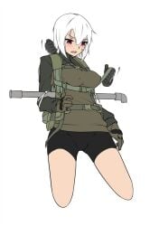 armedshipyard bike_shorts bondage breasts escape_from_tarkov gloves pipes red_eyes short_hair white_hair