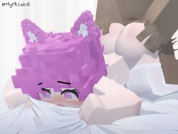 1boy 1girls 3d adult animal_ears armpits blush bouncing_breasts breasts cat_ears cat_girl character_profile completely_nude completely_nude_female embarrassed embarrassed_nude_female embracing erect_nipples female horny horny_female mine-imator minecraft mizuki_(mymizukid) mymizukid naked nude nude_female nudity oiled_skin pink_ears pink_eyes pink_hair pussy_wet tagme