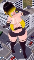 1girls 3d 3d_(artwork) android big_breasts blinding_bangs breasts breasts_bigger_than_head cars city dangling dark_hair destruction giantess hair_over_eyes holding huge_breasts hungry imminent_vore koikatsu larger_female macro macro_female multiple_prey oral_vore pre_vore revealing_clothes sally_(fondler) smaller_male steele734_(artist) tagme thick_thighs thighs uncaring unwilling vore willing_pred yellow_highlights