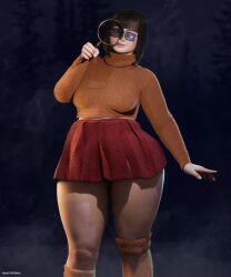 1girls 3d big_breasts breasts female female_only glasses hanna-barbera large_breasts magnifying_glass mavixtious scooby-doo solo thick_thighs thunder_thighs velma_dinkley wide_hips