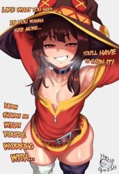 2d 2d_(artwork) 2d_artwork brown_hair female female_only helloguish kono_subarashii_sekai_ni_shukufuku_wo! looking_at_viewer megumin red_eyes slim slim_waist solo witch witch_hat
