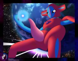 absurd_res animal_genitalia animal_penis deoxys detailed_background digital_drawing_(artwork) digital_media_(artwork) erection feral generation_3_pokemon genitals hi_res legendary_pokémon legendary_pokemon looking_at_viewer male male_only nintendo normal_forme_deoxys nude outside penis planet pokémon_(species) pokemon pokemon_(species) presenting presenting_penis sky solo space star starry_sky tapering_penis text url varium