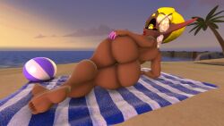 3d dark-skinned_female frye_(splatoon) huge_ass looking_at_viewer only_female sfm silverade55 source_filmmaker splatoon sunbathing teasing_viewer