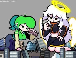 2girls big_ass big_breasts bn female female_only friday_night_funkin giantess mitori_(vs_human_impostor) shiro_(vs_human_impostor) vs_human_impostor