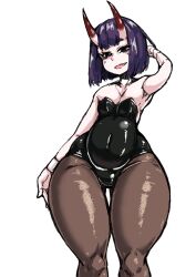 1girls bunnysuit fate/grand_order fate_(series) horns kanon_(148bpm) oni oni_horns purple_hair short_hair shuten_douji_(fate) solo solo_female solo_focus thick thick_thighs thigh_gap thighs wide_hips