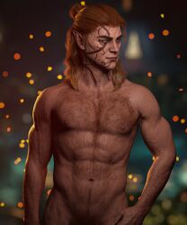 1boy 3d 3d_model abs baldur's_gate baldur's_gate_3 dungeons_and_dragons elf elf_ears halsin handsome hunk mahtsazizi male male_focus male_only male_pov muscles muscular muscular_male nude pecs solo solo_male