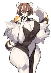 1girls big_breasts breasts brunette dress female looking_at_viewer looking_down mx99926 oc short_hair sole_female solo solo_female solo_focus tail thick_thighs tiger tiger_ears tiger_girl tiger_print tiger_stripes tiger_tail wide_hips