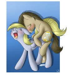 blush closed_eyes derpy_hooves doctor_whooves_(mlp) duo equid equine female friendship_is_magic hasbro hi_res horse itsuko103 looking_pleasured male male/female mammal my_little_pony open_mouth pegasus pony sex wings