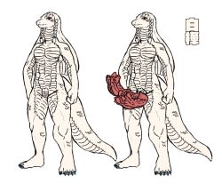 anthro diphallia diphallism full-length_portrait genitals hi_res komenuka_inaho male multi_penis nails nude penis portrait reptile scalie sharp_nails snake solo standing unusual_anatomy unusual_genitalia white_body