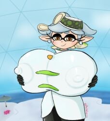 breast_grab breasts_bigger_than_head casual clothed female female_only grabbing_own_breast holding holding_breast holding_own_breast huge_breasts marie_(alterna) marie_(splatoon) nintendo nipples_visible_through_clothing no_bra philahorns splatoon splatoon_3 squid_sisters teasing